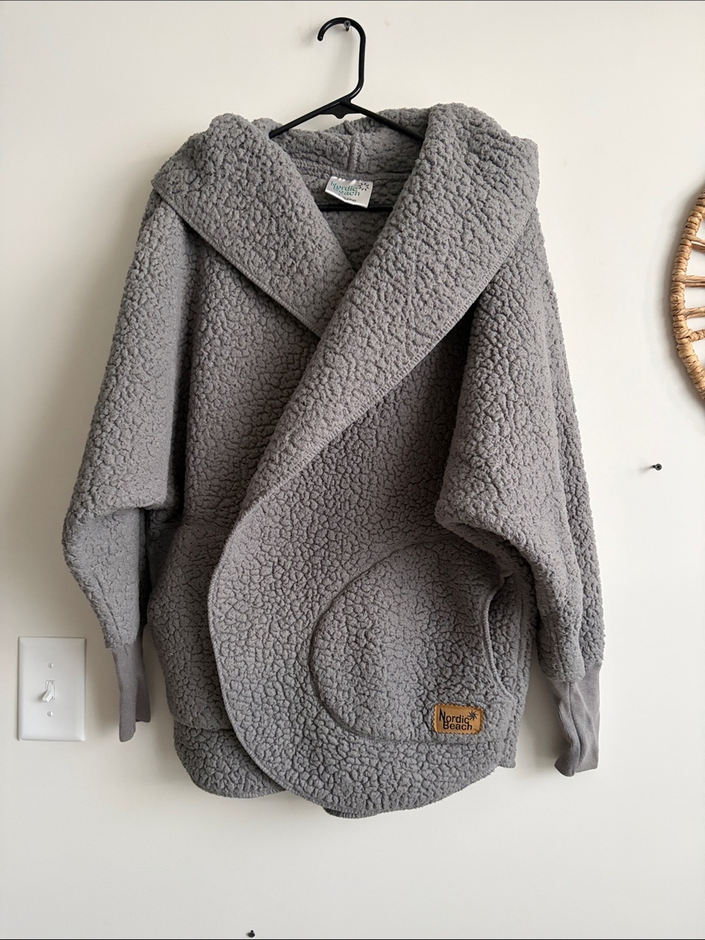 Grey Sherpa Hooded Coat - 1 size